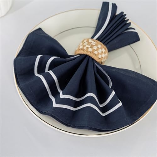 Lifup Cotton Linen Placemats Set of 8, Flower Embroidery Heat