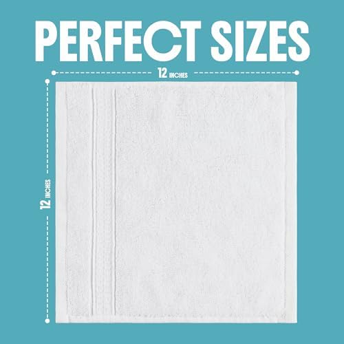 Threads+ 60 Pack White Wash Cloths, 100% Cotton, Soft & Absorbent