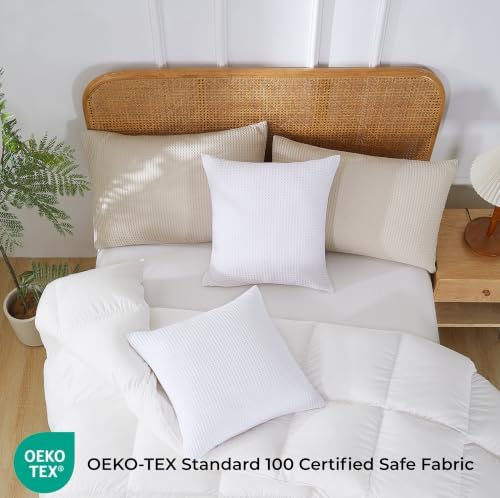 Shunjie.Home Waffle Pillow Shams King Size Set of 2 20x36, 100%