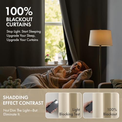 MIULEE Cream Beige 100% Blackout Curtains for Bedroom 40x84 Inch Long