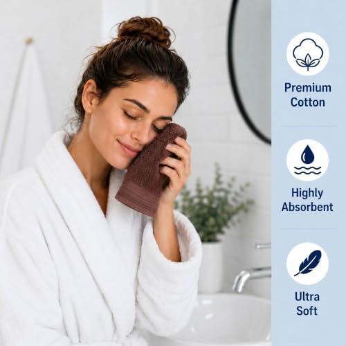 SUPERIOR Cotton Marble Jacquard Border Quick Dry Towel Set, 12 Piece