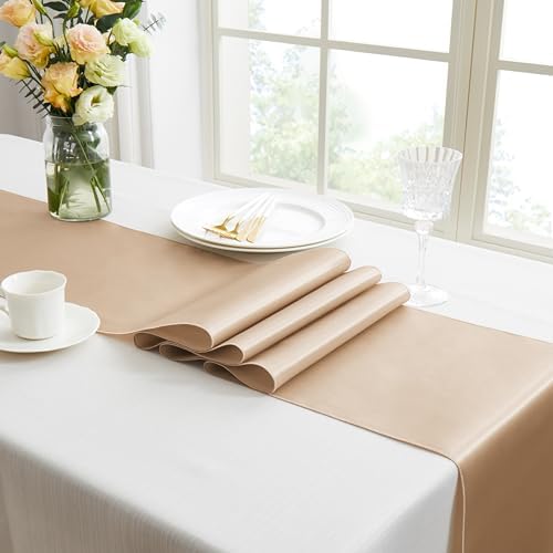 12pcs Taupe Satin Table Runners 12" x 108"