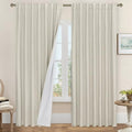 LAMIT Stone 100% Blackout Linen Curtains for Living Room 84 Inch 2