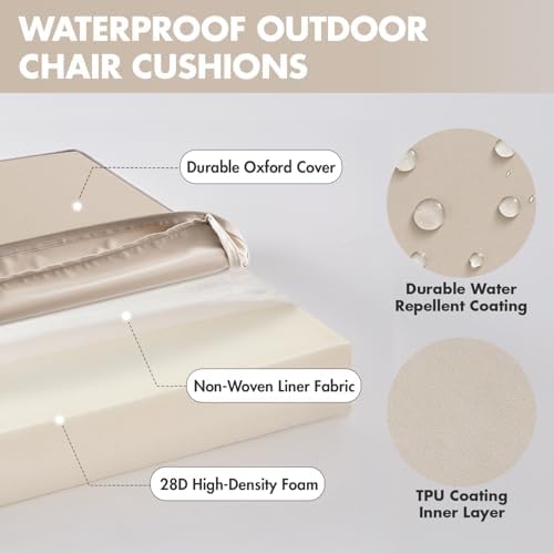 MIULEE Beige 18.5x16x3 Inch Outdoor Chair Cushions for Patio Furniture