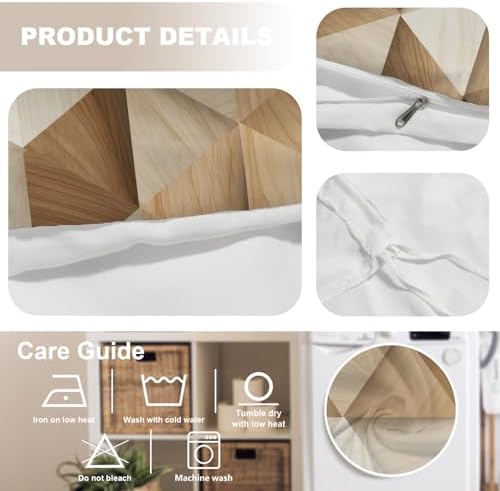 Geometric Interlaced 100% Cotton Duvet Cover Set King Size, Wooden