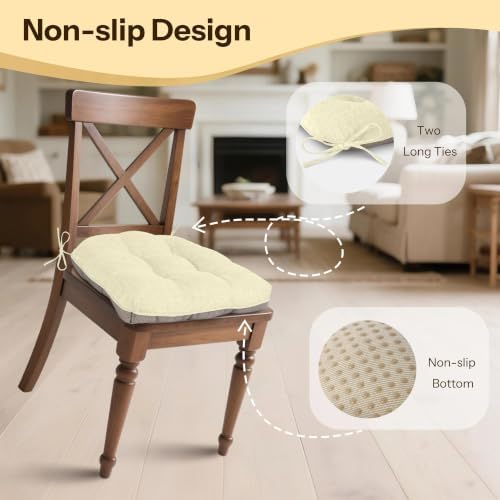 Chair Cushions for Dining Chairs Set of 2, 18"x18"x3", Beige