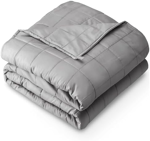 Bare Home Cotton Weighted Blanket (Light Grey, 48"x72" 15lbs)