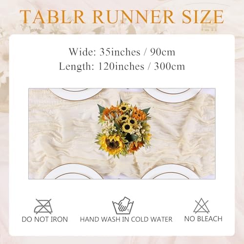 Cream Cheesecloth Table Runner 10FT Rustic Gauze Cheese Cloth Table