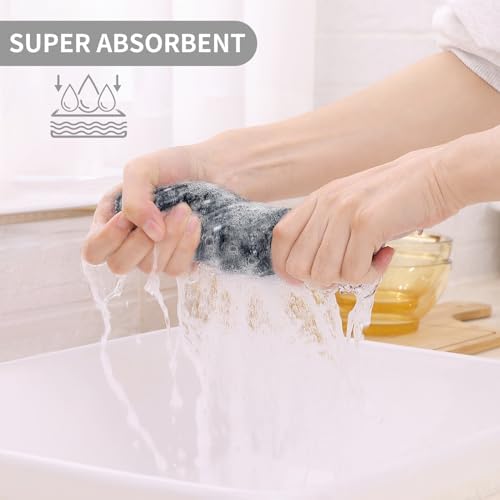 Homaxy 100% Cotton Kitchen Towels 4 Pack-15 X 25 Inches, Grey