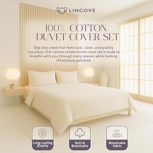Lincove Luxury Duvet Cover Set - 100% Cotton Sateen Duvet Cover