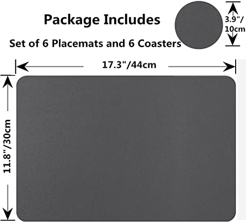 Placemats Set of 6, Faux Leather Place Mats with Coasters, Waterproof