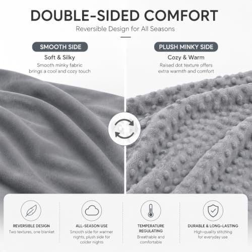 Weighted Blanket Cover 60x80, Dark Grey Removable Duvet Cover for