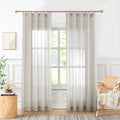 Linen Blend Semi Sheer Curtains 4-in-1 Header, 84 Inches Long