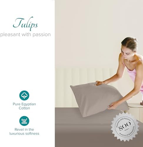 Carressa Linen 800 Series King Pillow Cases Set of 2, Sateen, Taupe