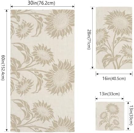 Bath Towels Set of 3 Sunflower Bath Towel Hand Towel Washcloth Soft