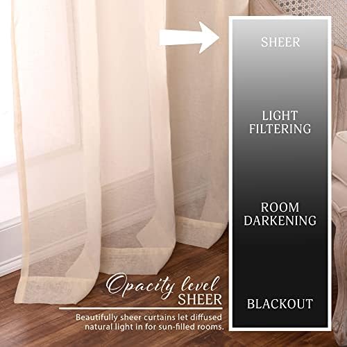 Home Fashion Set of 2 Linen-Textured Semi-Sheer Curtain Panels