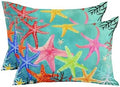Outdoor Pillow Covers with Inserts,Coastal Colorful Starfish