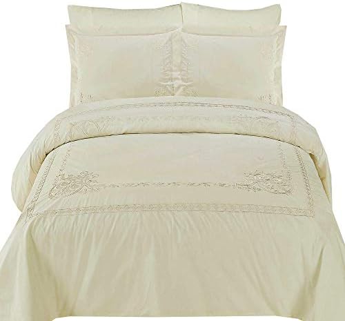 Royal Bedding Athena Ivory Embroidered 3 Piece Full/Queen Duvet Cover