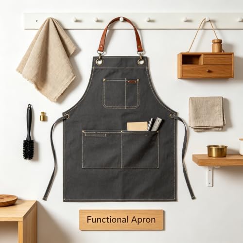Unisex Woodworking Work Apron, 16Oz Multi-Pocket Canvas Apron