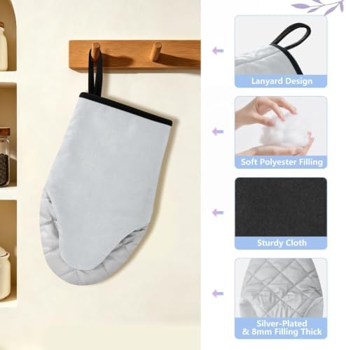 Pale Grey Oven Mitts and Pot Holders Set 2 Pack