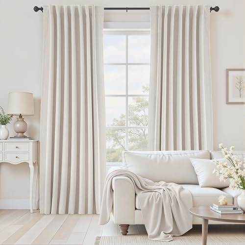 UHITECH 63 Inch Blackout Curtains for Living Room 2 Panels Set, Cream