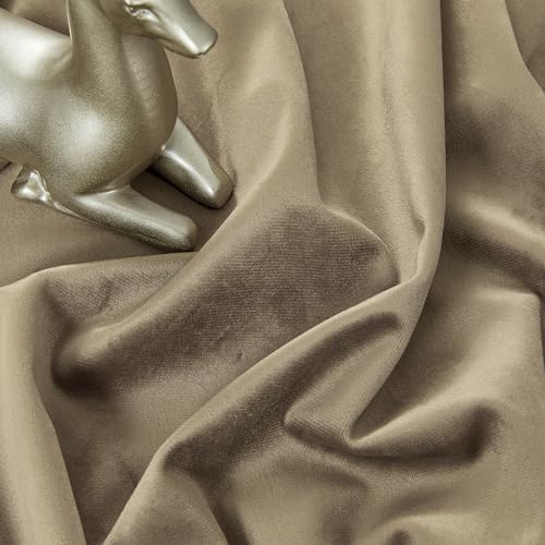 Timeper Taupe Blackout Back Tab Velvet Curtains 52x84 inches 2Pcs