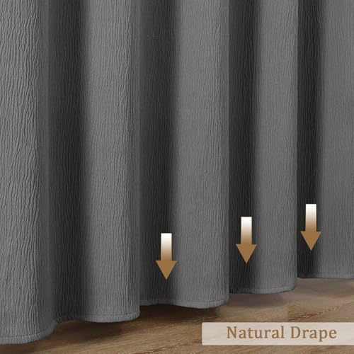 Aiyufeng 3D Textured Grey Shower Curtain for Bathroom, Fabric Shower