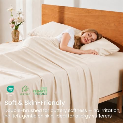 GOKOTTA 4 Piece Full Size Sheet Set - Soft, Breathable & Cozy - Light