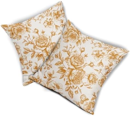 Yellow and Cream Floral Throw Pillow Covers Yellow Cushion Case 20 x