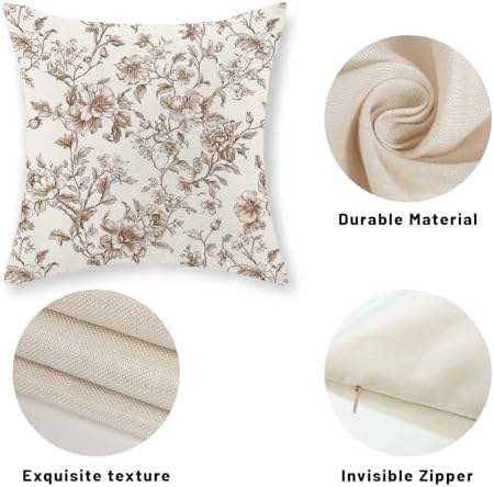 Chinoiserie Outdoor Brown Floral Pillow Covers 20x20 Set of 2