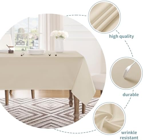 Veblandy Table Cloth Rectangle Waterproof Spill-Proof Wrinkle-Free
