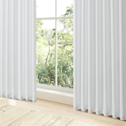 VISIONTEX Back Tab Linen Curtains 2 Panels 96 Inches Long White