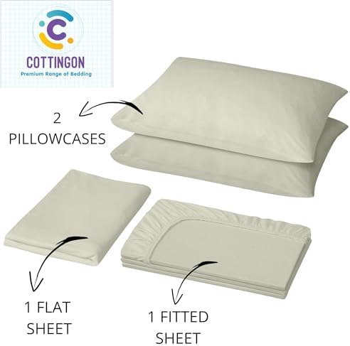 Cottingon 4 Pcs Full Bed Sheet Set, 100% Microfiber Extra Soft, Deep