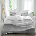 Gray Striped Bed Duvet Cover Queen Size Bedding Set, 3 Pieces Washed