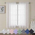 OVZME Leila 2 Panels Ivory Sheer Curtains 108 Inches Long, Light
