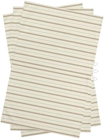Beige Brown Striped Kitchen Towels Set of 3, Water Absorbent Dish