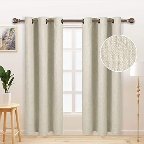 LORDTEX Linen Look Textured Blackout Curtains with Thermal Insulated