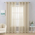 MIULEE 2 Panels Solid Color Beige Sheer Curtains Elegant Grommet