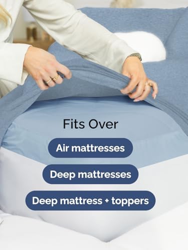 CGK Extra Deep King Single Fitted Sheet Only - Heathered Blue