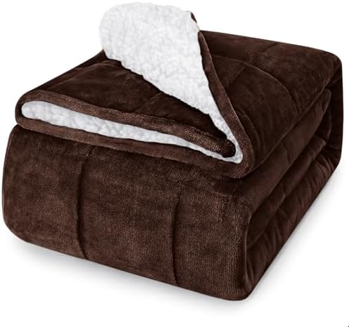 yescool Weighted Blanket for Adults (15 lbs, 60" x 80", Brown) Heavy