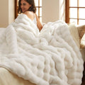 Bedsure Fluffy Bubble Faux Fur King Blanket, 104"x90", Cream