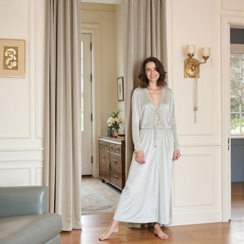 Lazzzy Beige Pinch Pleated Velvet Curtains Neutral 84 Inches Long 2