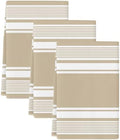 Farmhouse Beige Striped Kitchen Towels Set of 3, Absorbent Microfiber