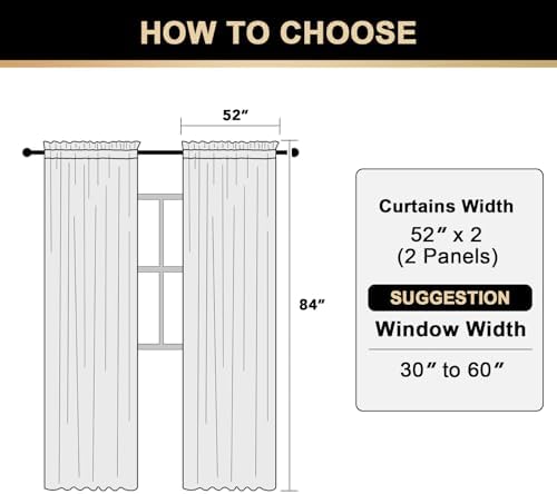 PrinceDeco 100% Blackout Linen Curtains for Bedroom 52x84 Inch