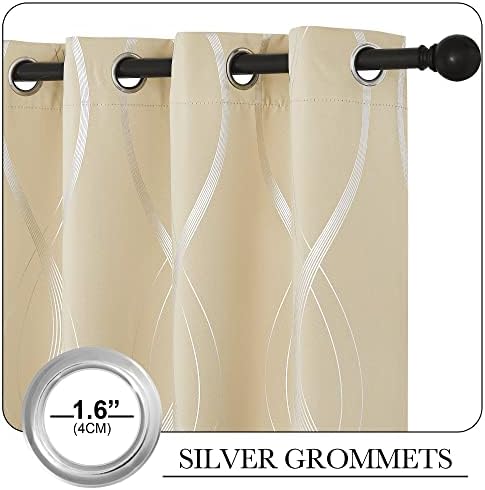 NICETOWN Extra Long Blackout Curtains for Large Window, Foil Printed