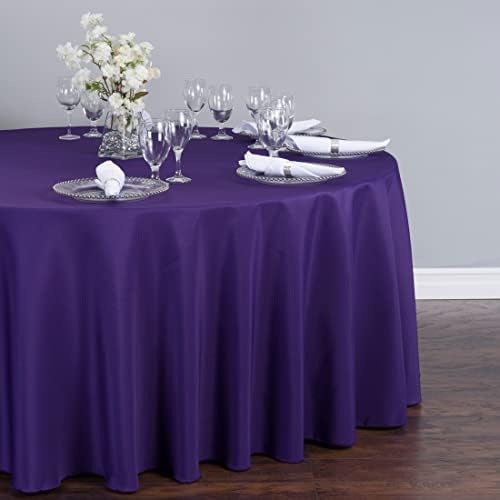 LTC LINENS 2 Pack 120 Inch Round Tablecloth Purple - Great for 60 Inch