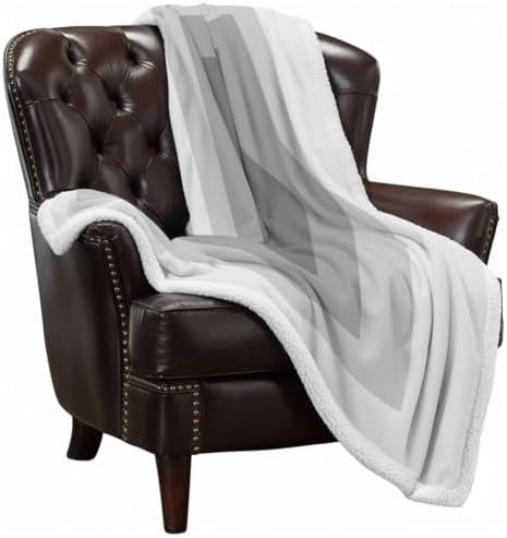 Gray Gradient Squares Sherpa Fleece Blanket Softness Layers Zen