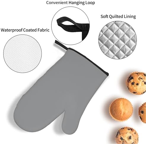 4Pcs Oven Mitts and Potholders, Modern Minimal Trendy Light Gray Oven