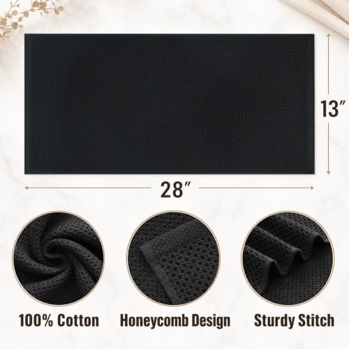 Mordimy 100% Cotton Waffle Weave Kitchen Towels 12-Pack, Black