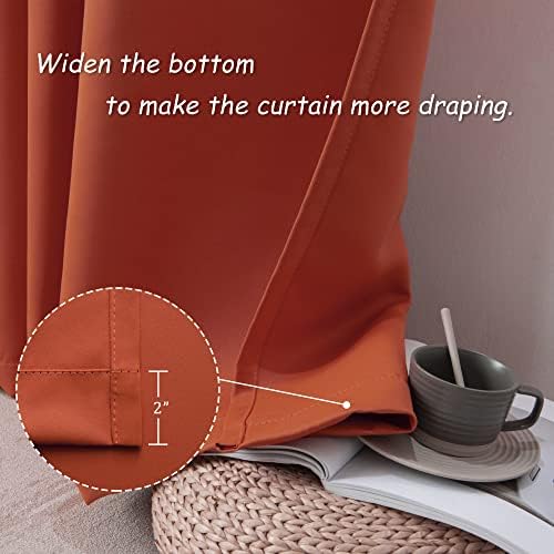 DUALIFE Rust Curtains for Living Room - 72 Inch Length Rod Pocket